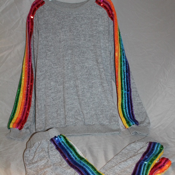 LOLA + THE BOYS SEQUIN RAINBOW TRACKSUIT SET - Picture 2 of 8